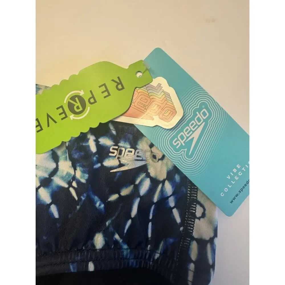 Speedo Eco Endurance Swim Brief Mens 28 Party Palm Blue Print NWT